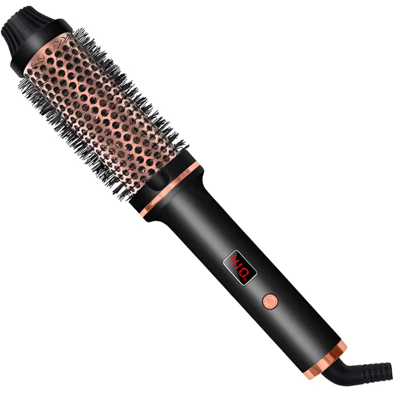 Heated round Brush 1.5 Inch Thermal Brush Heating Curling Iron Brush Volumizing Brush Ceramic Curling Comb Travel Curling Iron